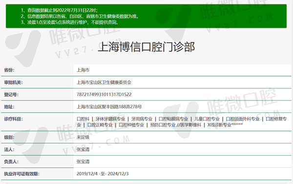 上海博信口腔门诊部资质