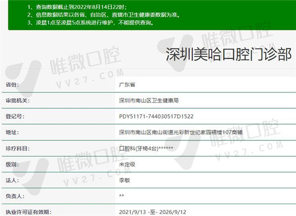 深圳美哈口腔资质