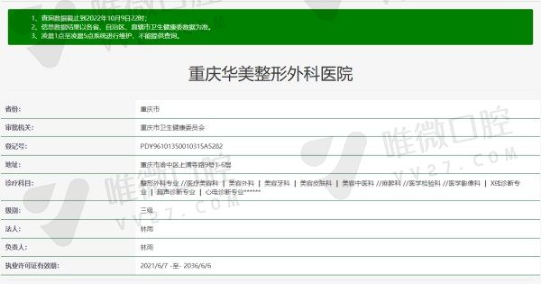 重庆华美整形口腔医院资质