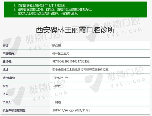 西安王丽霞口腔诊所资质