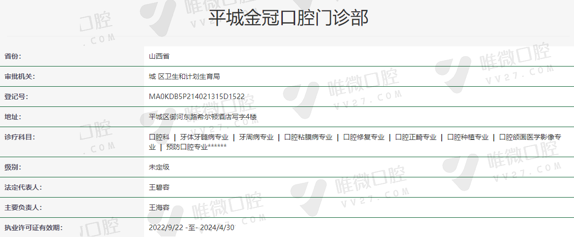 平城金冠口腔门诊部